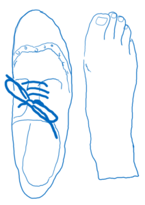 Sketch of tight shoe with foot